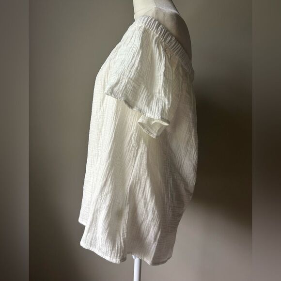 A Diva Women’s White Off the Shoulder Sexy 100% Cotton Top Blouse Size Large - Picture 3 of 11